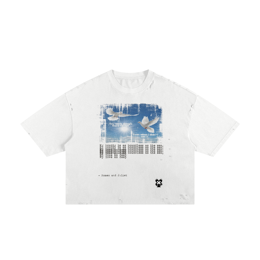 White doves Frayed Boxy Tee
