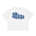 Boxy Half-Sleeve Raw-Edge T-Shirt